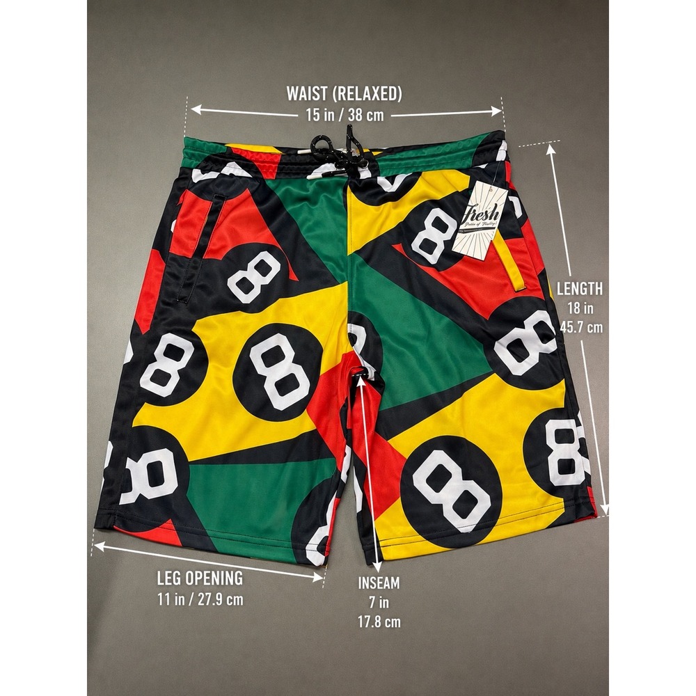 Section 8 Mens 8 Ball Mesh Shorts Multi Color Geometric Print Athletic New Large